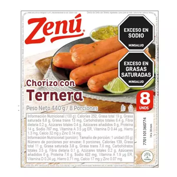 Chorizo Zenú Con Ternera X 440gr