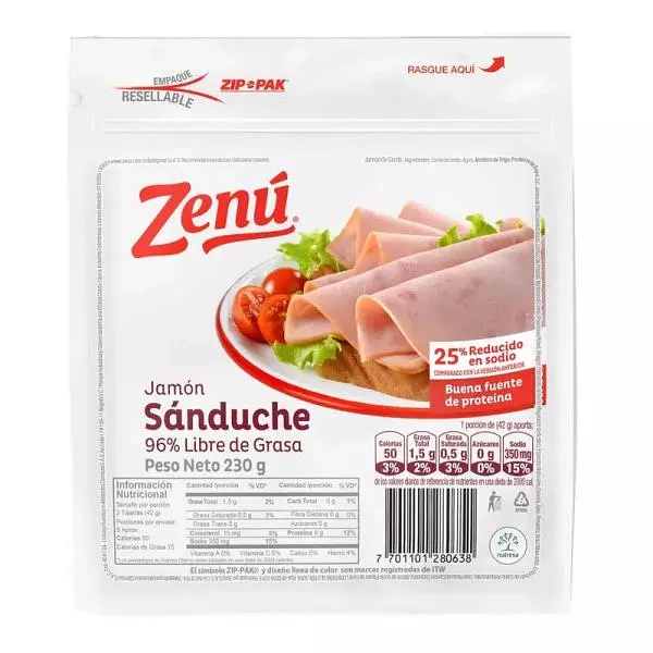 Jamón Zenú Sánduche X 230gr