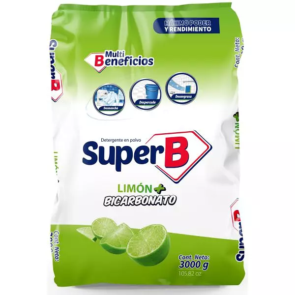 Detergente Super B Limón + Bicarbonato X 3000gr