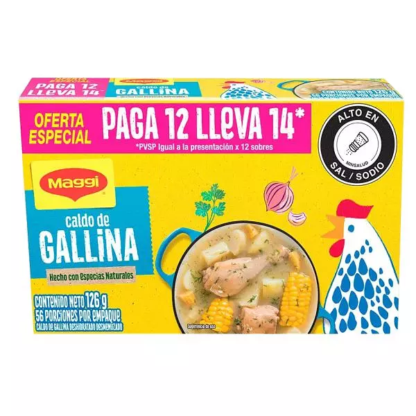 Caldo Maggi Desmenuzado Gallina X 12 Unidades