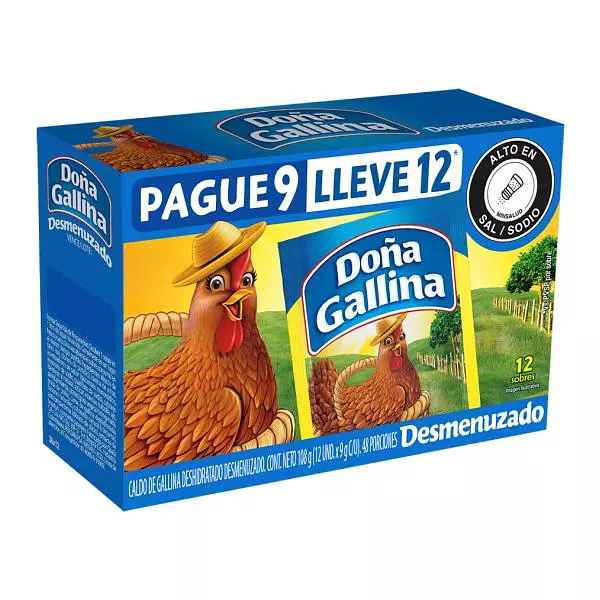 Caldo Doña Gallina Desmenuzado X 12 Unidades