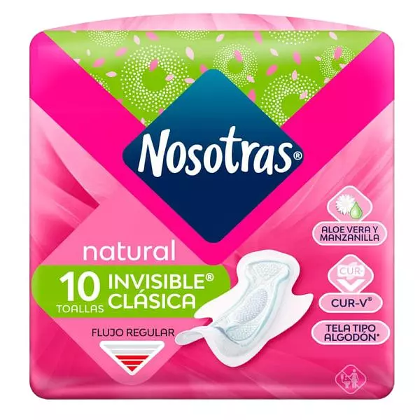 Toallas Nosotras Invisible Clásica Natural X 10 Unidades