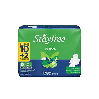 Toallas Stayfree Normal Alas X 12 Unidades