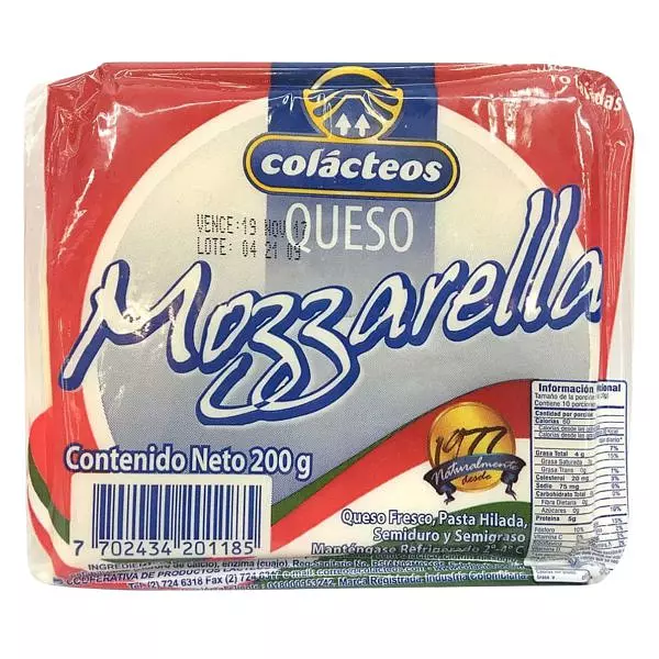 Queso Mozarella Colacteos X 200gr