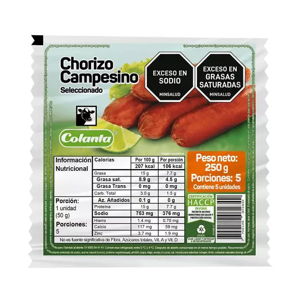 Chorizo Campesino Seleccionado Colanta X 250gr