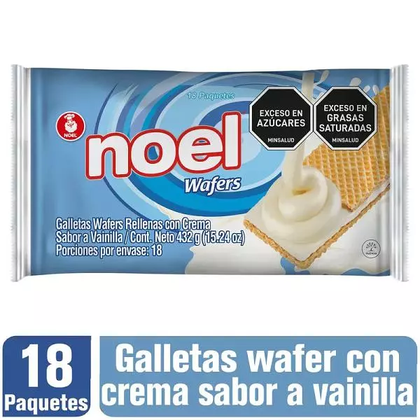 Galletas Wafer Noel Vainilla X 18 Paquetes 432gr