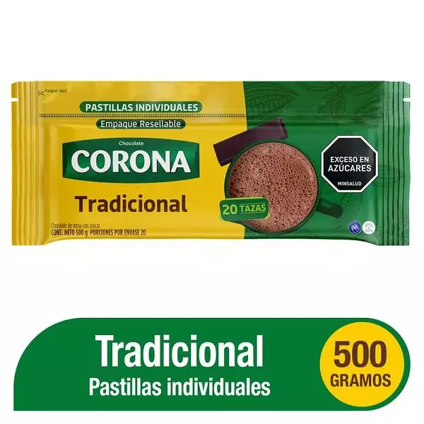 Chocolate Corona Tradicional X 500gr 20 Pastillas