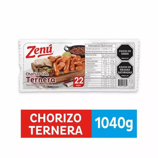 Chorizo Zenú Con Ternera X 1040gr