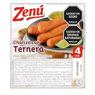 Chorizo Zenú Con Ternera X 220gr
