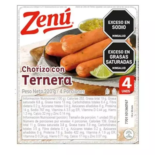 Chorizo Zenú Con Ternera X 220gr