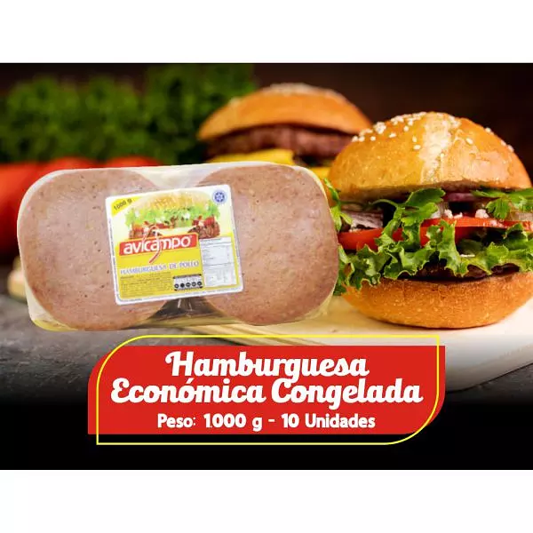 Hamburguesa Avicampo Económica Congelada X 1000g 10 Unidades