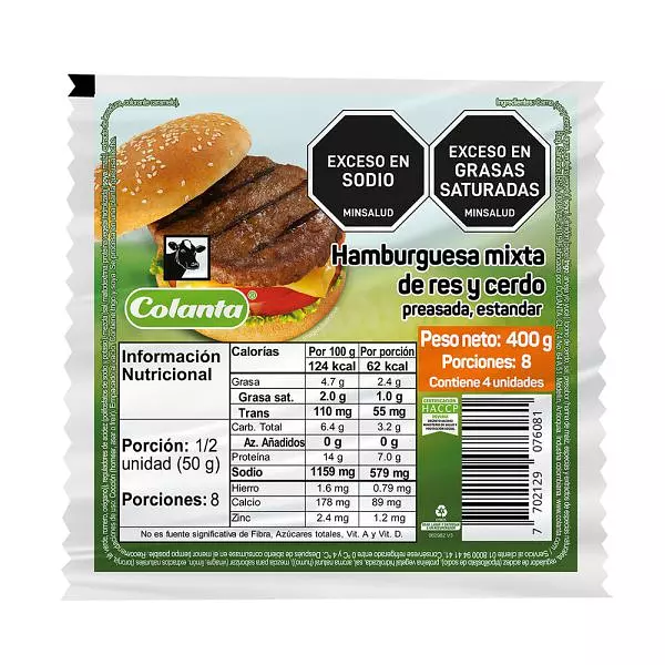 Hamburguesa Colanta Mixta Preasada X 400gr