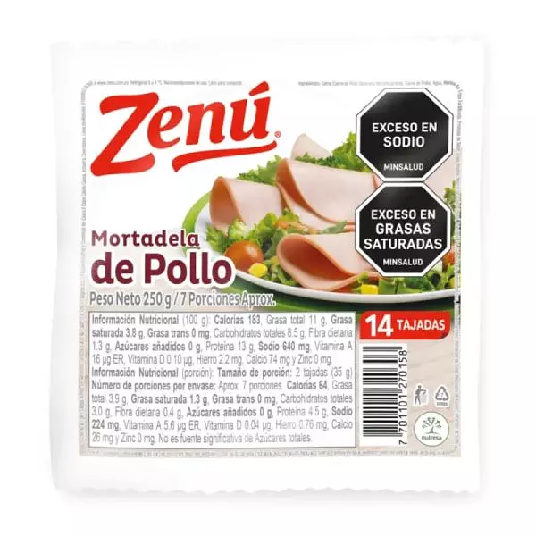 Mortadela De Pollo Zenú X 250g