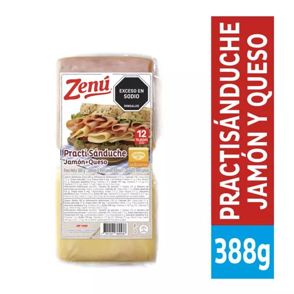 Practi Sánduche Zenú Jamón + Queso X 388g