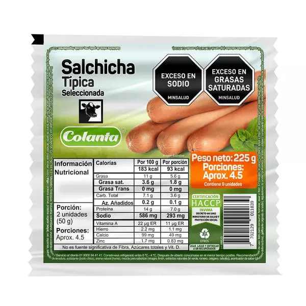 Salchicha Típica Colanta X 225g