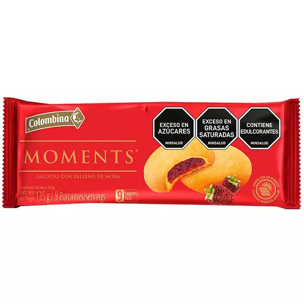 Galletas Moments Con Relleno De Mora X 135g