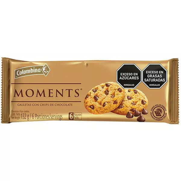 Galletas Moments Con Chips De Chocolate X 132g