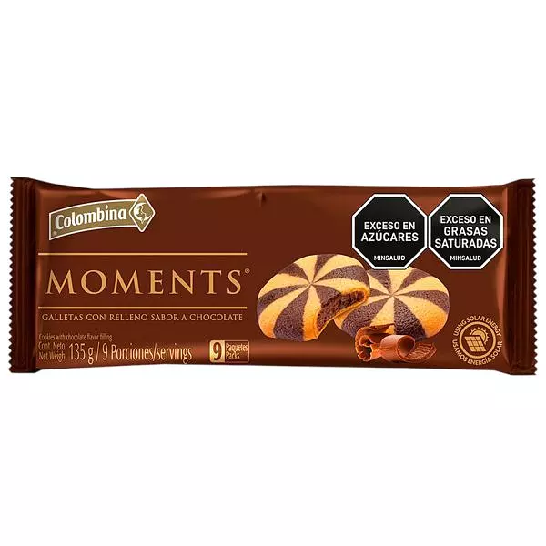 Galletas Moments Con Relleno Sabor A Chocolate X 135g