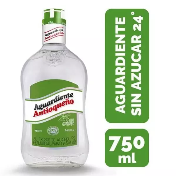 Aguardiente Antioqueño 24° Sin Azúcar X 750ml