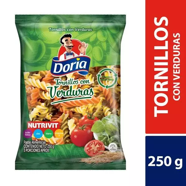 Pasta Doria Tornillo Verduras X 250gr