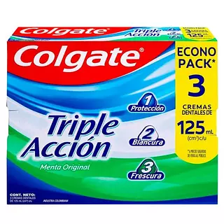 Crema Dental Colgate Triple Acción X 125ml 3 Unidades