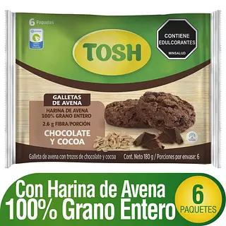 Galleta Tosh Avena Chocolate Y Cocoa X 6 Paquetes