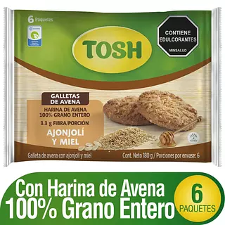 Galleta Tosh Avena Miel Y Ajonjolí X 6 Paquetes