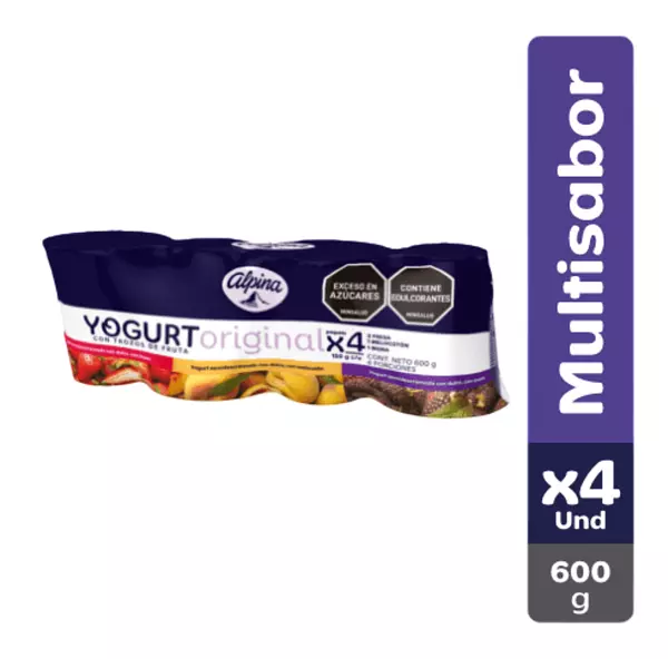 Yogurt Alpina Original Multisabor Vaso X 150g 4 Unidades