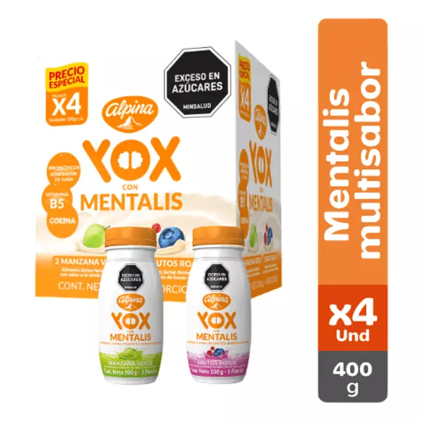 Alimento Lácteo Yox Con Mentalis X 100g 4 Unidades