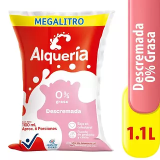 Leche Alquería Descremada 0% Grasa X 1100ml