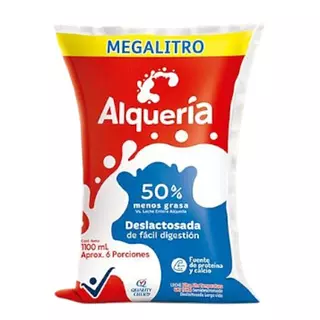 Leche Alquería Deslactosada 50% Menos Grasa X 1100ml
