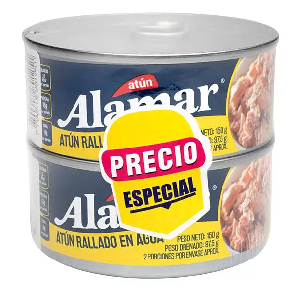 Atún Alamar Rallado En Agua X 150g 2 Unidades