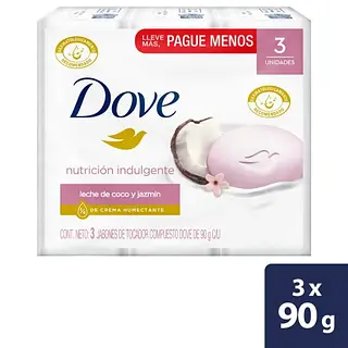 Jabón Dove Leche De Coco X 90g 3 Unidades