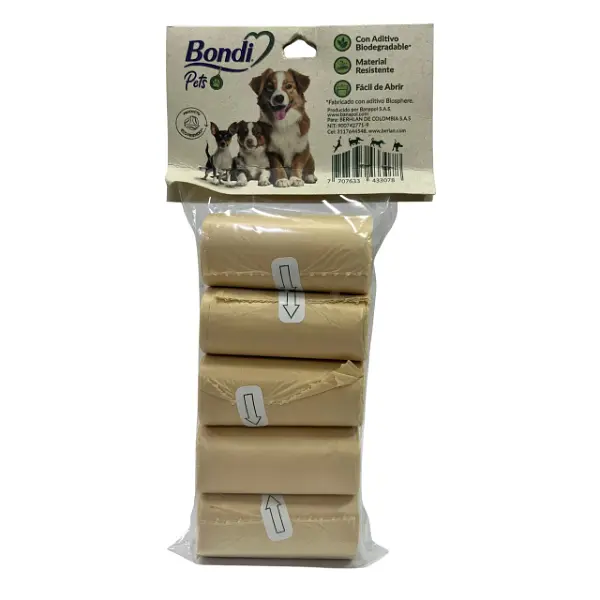 Bolsa Basura Bondi Mascotas 5 Rollos X24 Bolsas
