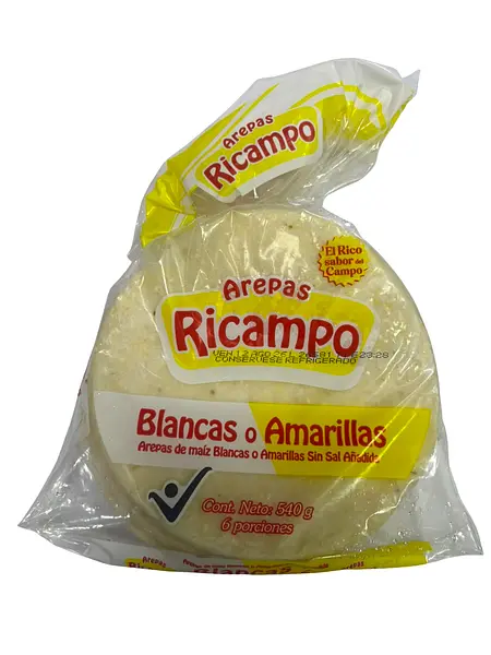 Arepas Ricampo Blanca O Amarilla X 6 Unidades