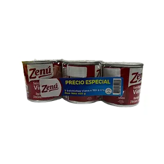 Salchicha Zenu Viena Es X 150g X 3 Unidades