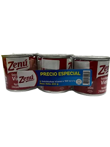 Salchicha Zenu Viena Es X 150g X 3 Unidades