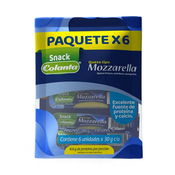 Snack Mozarella Colanta X 180g X 6 Unidades