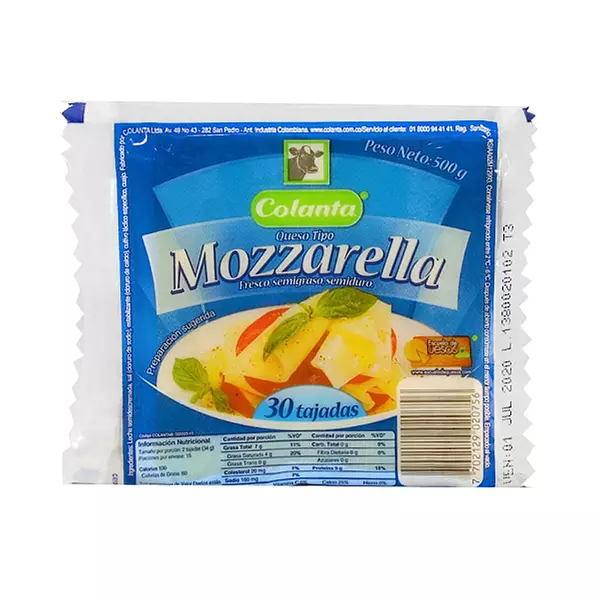 Queso Mozzarella Colanta Tajado X 500gr