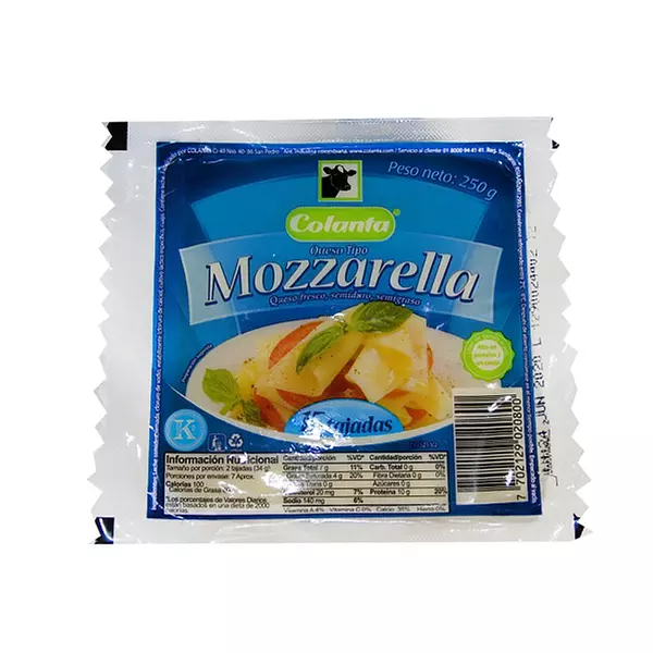 Queso Mozarella Colanta Tajado X 250gr