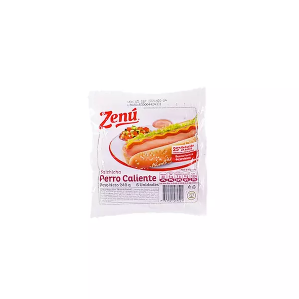 Salchicha Zenú Perro Caliente X 240gr