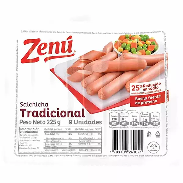 Salchicha Zenú Tradicional X 225gr