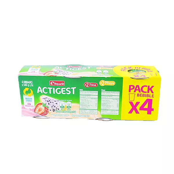 Alimento Lácteo Actigest Vaso X 140gr 4 Unidades