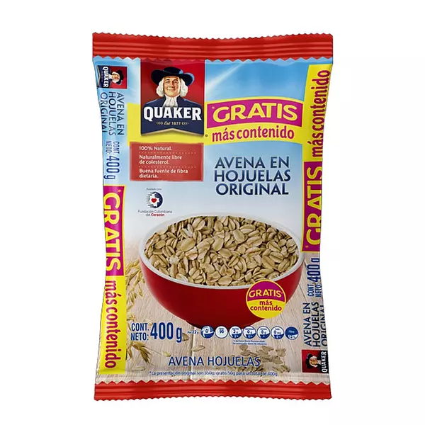 Avena Quaker Hojuelas X 400 Grs Und