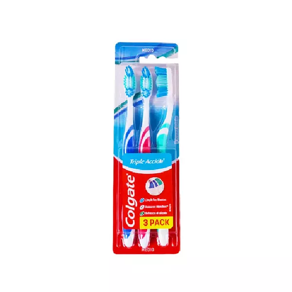 Cepillo Dental Colgate Triple Acción Medio 3 Unidades