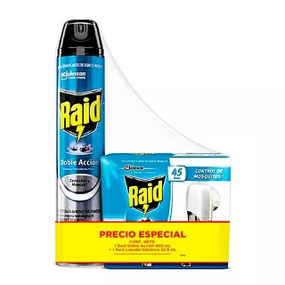 Insecticida Raid X 400 Grs E.Voladores+Raid 400 Grs