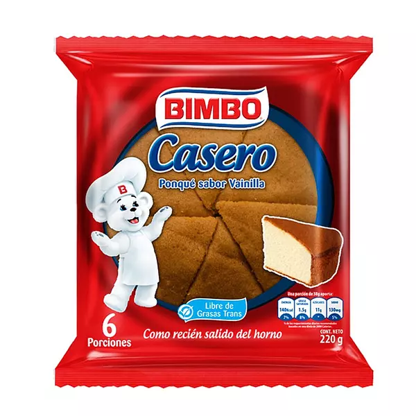 Ponqué Bimbo Casero Vainilla X 320gr