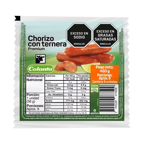 Chorizo Con Ternera Colanta X 450gr